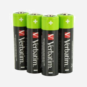 Verbatim 49517 : Lot de 4 Piles AA Rechargeables NiMH 1.2V 2500mAh - Blister de 4 Batteries Noires et Vertes - Miniature 3