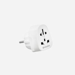Verbatim Adaptateur Secteur Universel Type F vers Multi-Prises (Type A/B/C/G/I/J/L/N) 100-250V 10A 2500W Max, Boîtier PC Blanc 58x50x51mm