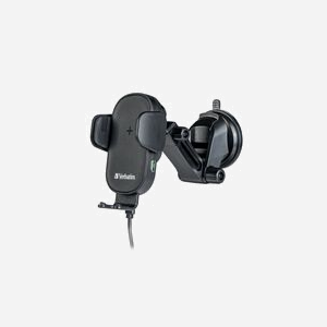 Verbatim FWC-01 Support Actif Smartphone Voiture Ventouse Chargeur USB Type-C Quick Charge 3.0 Recharge Sans Fil Largeur 6-9cm Noir