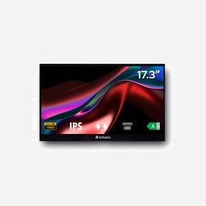 Verbatim 49593 - Écran LCD Tactile 17.3" Full HD (1920x1080) - 6ms - 300 cd/m² - HDMI 1.4 - USB-C DisplayPort Alt Mode - AMD FreeSync - Miniature 3