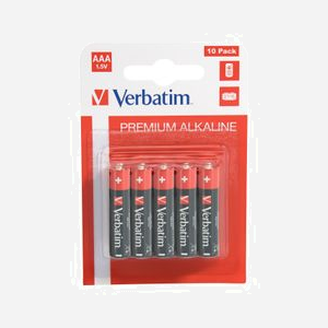 Verbatim Piles Alcalines AAA - 1.5V, Lot de 10, Dimensions 44.5mm x 1.05cm, Poids 11g, Référence 49874