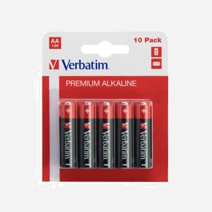 Verbatim Piles Alcalines AA - Pack de 10, 1.5V, Dimensions 1.45cm x 50.5mm, Technologie Alcaline, Poids 23g, Référence 49875 - Miniature 1
