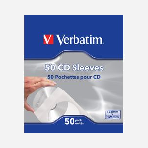Verbatim - Pack de 50 pochettes CD/DVD en papier, diamètre 120 mm, avec fenêtre de visualisation et rabat de sécurité, référence 49992.