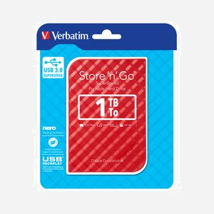 Verbatim Store 'n' Go 1To HDD Portable USB 3.2 Gen 1 Rouge, 5400RPM, 8Mo Cache, Compatible Windows/macOS, 119x81x14.5mm, 158g - Miniature 4