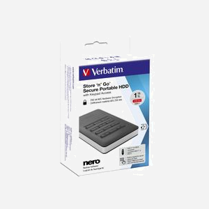 Verbatim Store 'n' Go HDD 1To, USB-C 3.1, Chiffrement AES 256-bit, Clavier Intégré, Compatible Windows/macOS, Adaptateur USB-A, Noir/Argent - Miniature 5