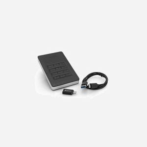 Verbatim Store 'n' Go HDD 1To, USB-C 3.1, Chiffrement AES 256-bit, Clavier Intégré, Compatible Windows/macOS, Adaptateur USB-A, Noir/Argent - Miniature 3