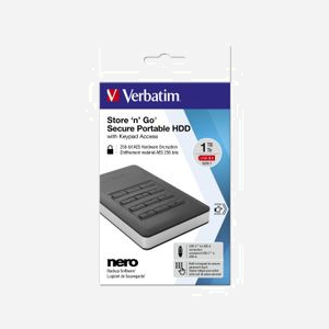 Verbatim Store 'n' Go HDD 1To, USB-C 3.1, Chiffrement AES 256-bit, Clavier Intégré, Compatible Windows/macOS, Adaptateur USB-A, Noir/Argent - Miniature 4