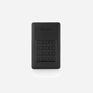 Verbatim Store 'n' Go HDD 1To, USB-C 3.1, Chiffrement AES 256-bit, Clavier Intégré, Compatible Windows/macOS, Adaptateur USB-A, Noir/Argent