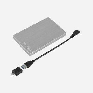 Verbatim Store 'n' Go ALU 1To Disque Dur Portable 2.5" USB 3.2 Gen 1 (5Gbit/s) Argent, Adaptateur USB-C, Nero Backup, compatible Windows/macOS, 150g - Miniature 4