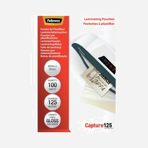 Pochettes plastiques Fellowes 5397402 transparentes, finition brillante, épaisseur 0.125mm, dimensions 90x60x1mm, paquet de 100, conditionnement 10 pièces - Miniature 1