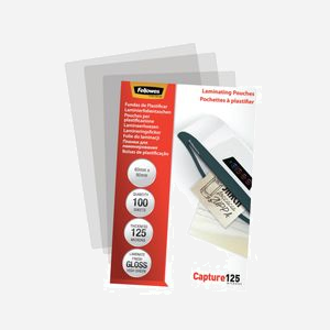 Pochettes plastiques Fellowes 5397402 transparentes, finition brillante, épaisseur 0.125mm, dimensions 90x60x1mm, paquet de 100, conditionnement 10 pièces - Miniature 5