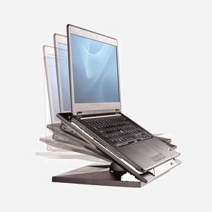 Fellowes Support Laptop Designer Suites 8038401, jusqu'à 17", Inclinaison 0-30°, Hauteur réglable, Plastique Noir, Charge 11.3kg, Certification FIRA EN ISO 9241-5 - Miniature 2