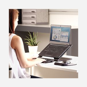 Fellowes Support Laptop Designer Suites 8038401, jusqu'à 17", Inclinaison 0-30°, Hauteur réglable, Plastique Noir, Charge 11.3kg, Certification FIRA EN ISO 9241-5 - Miniature 3