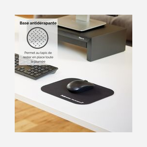 Fellowes 5933907 Tapis de Souris Noir 226x192x3mm Caoutchouc Base Antidérapante avec Protection Antibactérienne Microban - Miniature 5