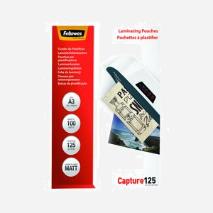 Fellowes 5328601 : Film de lamination A3, 125µm, finition mate, paquet de 100 pièces