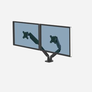 Fellowes Platinum Series Bras Double pour écrans jusqu'à 40", 8kg max par écran, montage collier/passe-fil, VESA 75/100, USB 3.2 Gen 1, Noir - Miniature 1