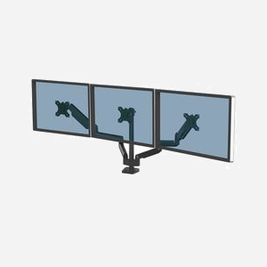 Fellowes 8042601 - Bras Triple pour Écrans jusqu'à 30" (76.2cm), 7kg max par écran, VESA 75/100mm, Montage Collier/Passe-fil, Acier Noir, Hub USB 3.2 Gen 1 - Miniature 1
