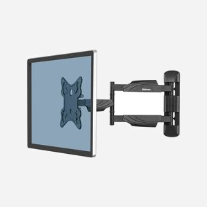 Fellowes 8043601 Bras Mural pour Écran 23"-55" (58-140 cm), VESA 100x100-400x400, Charge Max 35kg, Inclinaison -12°/+2°, Rotation 5°, Acier Noir
