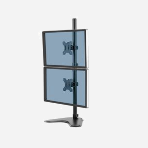 Fellowes Seasa Bras Double Vertical sur Pied 32" (81.3cm), 8kg max/écran, VESA 75x75/100x100mm, Inclinaison +/-45°, Rotation 360°, Acier Noir