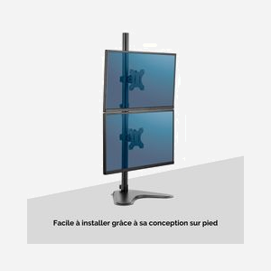 Fellowes Seasa Bras Double Vertical sur Pied 32" (81.3cm), 8kg max/écran, VESA 75x75/100x100mm, Inclinaison +/-45°, Rotation 360°, Acier Noir - Miniature 4