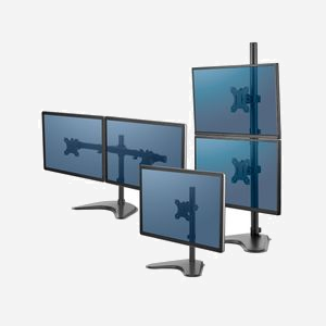 Fellowes Seasa Bras Double Vertical sur Pied 32" (81.3cm), 8kg max/écran, VESA 75x75/100x100mm, Inclinaison +/-45°, Rotation 360°, Acier Noir - Miniature 5