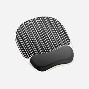 Fellowes 9653401 Tapis de souris 235x200mm Noir/Blanc Motif Polypropylène (PP) avec Repose-poignets et Base Antidérapante