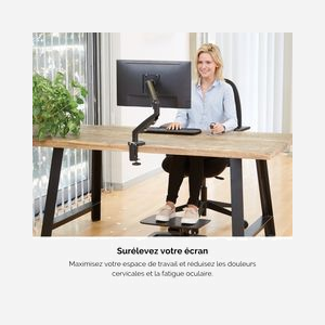 Fellowes 9683101 Support écran bureau jusqu'à 40", 8kg, VESA 75/100, Bras extensible 53.8cm, Fixation Collier/Passe-fil, Inclinaison +/-90°, Pivot 360° - Miniature 4