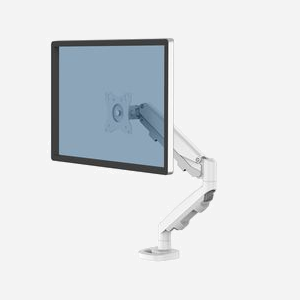 Fellowes 9683201 Support écran bureau (jusqu'à 40") fixation collier/passe-fil, VESA 75x75/100x100mm, bras 53.8cm, inclinaison ±90°, pivot 360°, blanc