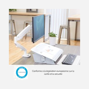 Fellowes 9683201 Support écran bureau (jusqu'à 40") fixation collier/passe-fil, VESA 75x75/100x100mm, bras 53.8cm, inclinaison ±90°, pivot 360°, blanc - Miniature 5