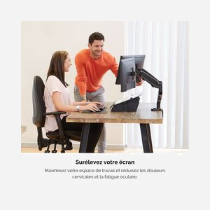 Fellowes Bras Double pour Écrans jusqu'à 39" (99.1cm), 8kg par Écran, Montage Bureau Collier/Passe-fil, VESA 75x75/100x100, Noir, Acier - Miniature 3