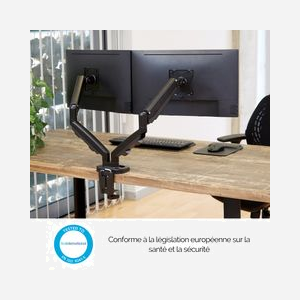 Fellowes Bras Double pour Écrans jusqu'à 39" (99.1cm), 8kg par Écran, Montage Bureau Collier/Passe-fil, VESA 75x75/100x100, Noir, Acier - Miniature 4