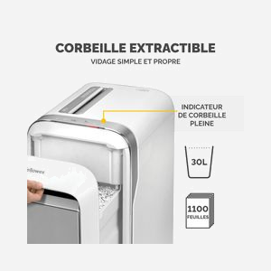 Fellowes LX Series Powershred LX221 Destructeur Micro-Broyage 2x12mm P-5, 20 feuilles, 30L (1100 feuilles), 65dB, SafeSense, Blanc - Miniature 5
