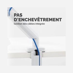 Fellowes Platinum Series Bras Support Écran Simple Blanc (Ref. 8056201) - VESA 75/100, Max 40", 8kg, Acier, USB 3.2, Pivot 360°, Inclinaison ±45°, Garantie 5 ans - Miniature 5