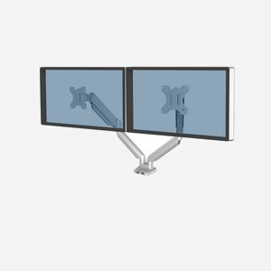 Fellowes Platinum Series Bras Double pour écrans jusqu'à 40", 8kg max, Montage Collier/Passe-fil, VESA 75x75/100x100, USB 3.2 Gen 1, Argent - Miniature 1