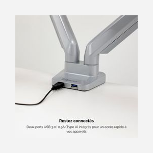Fellowes Platinum Series Bras Double pour écrans jusqu'à 40", 8kg max, Montage Collier/Passe-fil, VESA 75x75/100x100, USB 3.2 Gen 1, Argent - Miniature 5