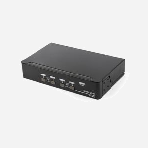 StarTech.com Switch KVM DisplayPort 4 Ports 4K60Hz USB 2.0 Hub Intégré (SV431DPUA2) UHD DP 1.2, Audio 7.1, Compatible TAA, Acier Noir