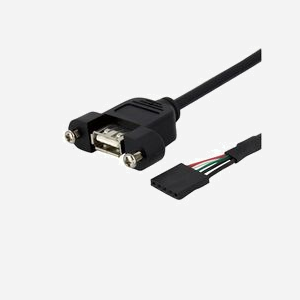 StarTech.com Adaptateur Interne USBPNLAFHD1: Câble 0.3m, Connecteur Carte Mère 5-Pin vers USB-A Femelle Montable sur Boîtier, USB 2.0, Noir - Miniature 1