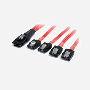 StarTech.com Câble Mini SAS SFF-8087 vers 4 SATA 50cm - SAS8087S450 - Connecteurs mâle/mâle, 36-pin vers 4x 7-pin, Noir/Rouge