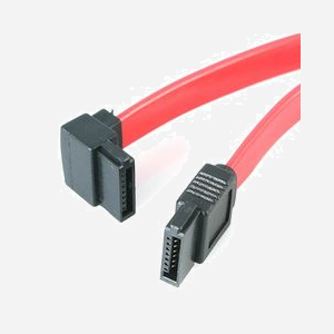 StarTech.com Câble SATA 3.0, 30cm, Mâle/Mâle, Angle Gauche (90°), Rouge, Ref: SATA12LA1 - Transfert jusqu'à 6 Gbps pour Disques SATA 3.0
