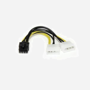 StarTech.com Adaptateur Alimentation LP4 vers PCI Express 8 broches, 15cm, LP4 (4 broches) Mâle vers PCIe (8 broches) Mâle, Noir/Jaune - Miniature 1