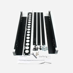StarTech.com UNIRAILS1U - Rails Fixes 1U Universels 19" pour Rack Serveur - Acier Noir - Charge Max. 25kg - Profondeur Réglable 42cm-105.4cm - Miniature 5