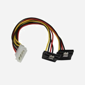 StarTech.com Câble Répartiteur Alimentation LP4 vers 2x SATA 15 Pin (Femelle) Angle Droit, Verrouillage - 30cm, Molex (Mâle), RoHS, CE, REACH