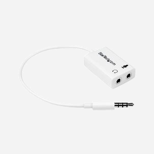 StarTech.com Adaptateur Audio MUYHSMFFADW : Mini-Jack 3.5mm Mâle vers 2x 3.5mm Femelle, Câble 0.15m, Contacts Nickel, PVC Blanc - Miniature 1