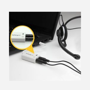 StarTech.com Adaptateur Audio MUYHSMFFADW : Mini-Jack 3.5mm Mâle vers 2x 3.5mm Femelle, Câble 0.15m, Contacts Nickel, PVC Blanc - Miniature 5