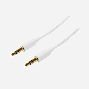 StarTech.com Câble Audio 3.5mm M/M Slim 2m Blanc - Contacts Or, AWG 30, PVC - Connecteurs Droit - Compatible iPod, iPhone, iPad, MP3 - RoHS, CE, REACH - Miniature 1