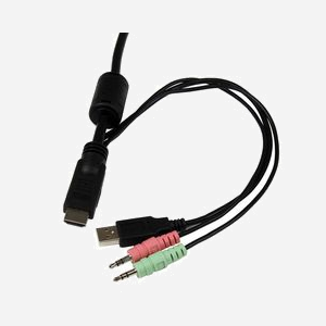 StarTech.com Commutateur KVM 2 Ports USB/HDMI SV211HDUA : 2x PC vers 1x écran HDMI (1920x1200), Audio 3.5mm, USB, Câbles intégrés 0.85m, Alimentation USB, Compatible Windows/macOS - Miniature 3