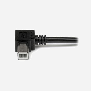 StarTech.com Câble USB 2.0 A vers USB B Mâle/Mâle Coudé 2m Noir - USBAB2MR - 480 Mbit/s - AWG 24/28 - Contacts Nickel - RoHS, CE, REACH - Miniature 5