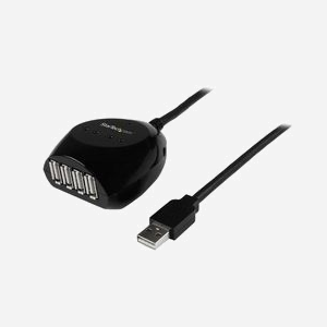 StarTech.com USB2EXT4P15M : Rallonge Active USB 2.0 15m avec Hub 4 Ports, Taux de Transfert 480 Mbit/s, Alimentation Externe 5V 2A