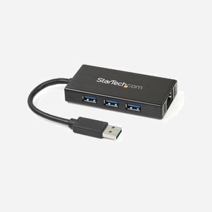 StarTech.com ST3300GU3B : Hub USB 3.2 Gen 1 3 Ports + Gigabit Ethernet, Aluminium, Chipset Genesys Logic GL3522/ASIX AX88179