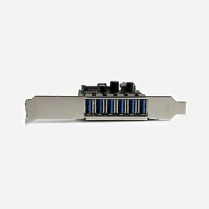 StarTech.com Carte PCIe USB 3.0 7 ports (6 ext, 1 int) avec alimentation SATA, Chipset Renesas/NEC µPD720201/210, Support UASP, Profil Standard/Bas - Miniature 2